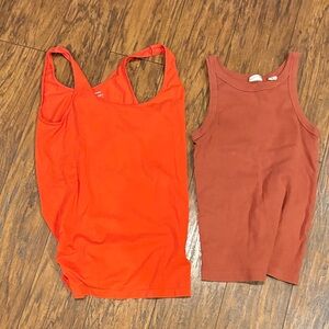 Old Navy and Levi’s Vibrant Orange and Rich orange Tank Tops